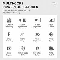 Caméra de tableau de bord tactile IPS 10 pouces 1080p avec quatre objectifs et vision nocturne pour camions commerciaux, gestion de flotte cloud H80
