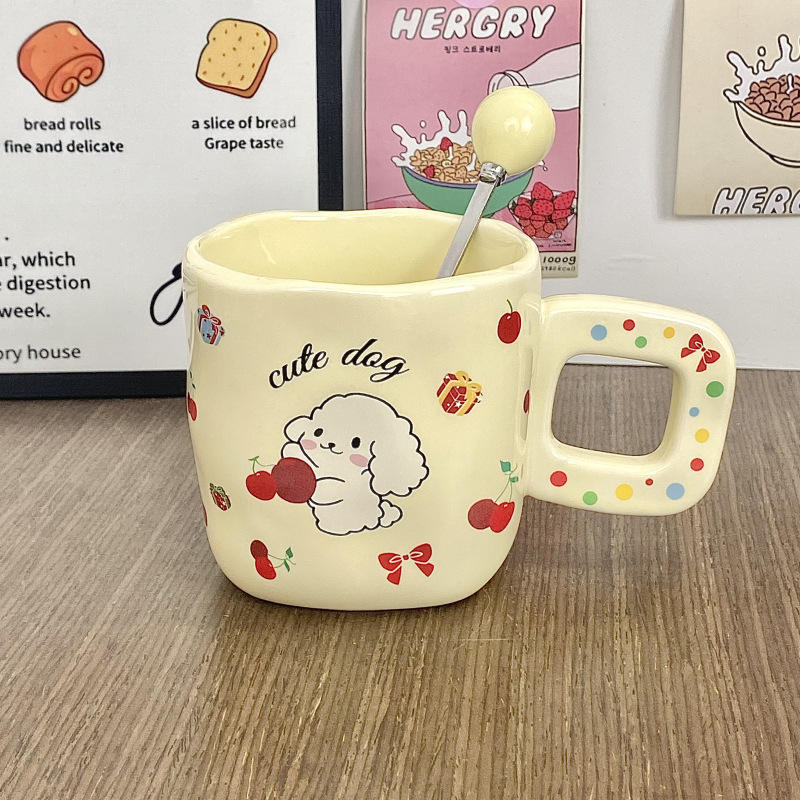 [ถ้วยทรงกลมพร้อมช้อนกลม] ถ้วยทรงสี่เหลี่ยม - เชอร์รี่ด็อก