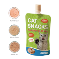 Produits naturels, nourriture humide pour chat 100% naturelle, saveur saumon et poulet, sachets de friandises pour chat, mousse 90g, friandises pour animaux de compagnie