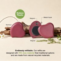 Porte-clés en bambou avec étui compact pour poudre pressée, blush cuit, illuminateur, correcteur et parfum solide