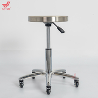 Tabouret roulant en acier inoxydable AntluPlus, réglable et pivotant, pour tatouage, salon de coiffure, chaise de barbier