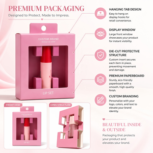 Caja de Embalaje Cosmético Personalizada, Caja de Papel para Lápiz Labial con Inserto de Papel, Protección para Lápiz Labial, Diseño Gratuito ODE y OEM - Product Image 3