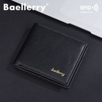 Dompet Pria Baellerry dari Kulit PU, Dompet Pendek, Dompet Bisnis, Kartu Kustom, Grosir, Dompet Minimalis, Kulit Pria, Pemblokir RFID