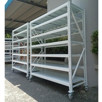 Système de rayonnage à portée longue pour entrepôt, capacité moyenne 300 kg, étagères métalliques robustes avec roulettes