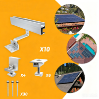 Support de montage PV réglable en acier non standard, avec revêtement en poudre, pour systèmes de panneaux solaires sur toits en tuiles