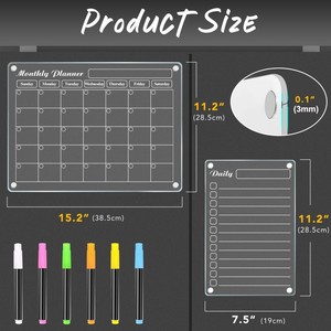 Juego de 4 Pizarras Magnéticas <span class=keywords><strong>para</strong></span> Refrigerador, <span class=keywords><strong>Pizarra</strong></span> Blanca de Borrado en Seco, <span class=keywords><strong>Pizarra</strong></span> Magnética de Acrílico Transparente - Product Image 2