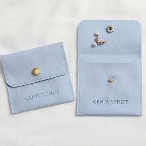 Sacs à bijoux en microfibre PUPPYSEW, sacs d'emballage pour bijoux en velours avec bouton, pochette à bijoux personnalisée avec logo - Product Image 2