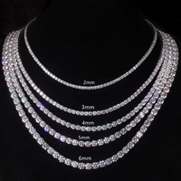 Chaîne de tennis en moissanite, collier et bracelet, 3mm 4mm 5mm 6mm, couleur D, moissanite VVS, argent sterling 925