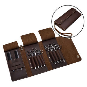 Borsa espositiva per forbici per capelli in vera pelle di cavallo pazzo borsa per forbici da barbiere per parrucchieri - Product Image 1