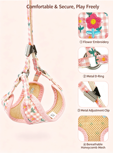 New Style Cute Plaid Dog Harness & Leash Set, No-Pull Vest Chest Dog Chain Leash, Adjustable Pet Supplies - Product Image 2