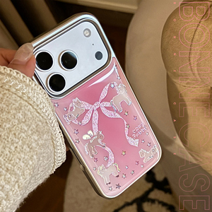 Shockproof Magnetic TPU+PC Phone Case Cute Pink Bow Pony Pattern Electroplated Frame IMD Print Anti-Scratch Holder for <strong>Iphone</strong> - Product Image 2