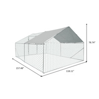 Poulailler en métal XPT034 avec enclos 3W*6L*2H, toit en pignon imperméable, grande cage à volailles pour poules, canards et lapins