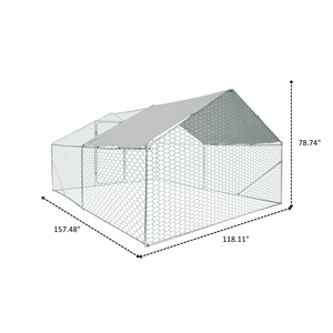 Poulailler en métal XPT034 avec enclos 3W*6L*2H, toit en pignon imperméable, grande cage à volailles pour poules, canards et lapins - Product Image 4