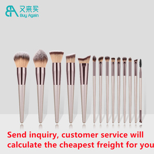 Haute qualité Brochas Maquillaje Bs Mall Gris Clair Couleur Marque Privée Brun Nude Champagne 10pcs Ensemble de Pinceaux de Maquillage avec Sac - Product Image 4