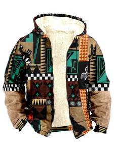 เสื้อฮู้ดดี้ลายชนเผ่าพื้นเมืองสำหรับผู้ชาย ลายกราฟิกพิมพ์ลายชนเผ่า สปอร์ต คลาสสิค แจ็คเก็ตซิป 3 มิติ เสื้อโค้ทลำลองสำหรับงานเทศกาล - Product Image 2