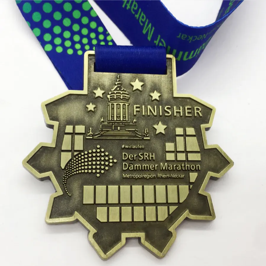 Özelleştirilmiş sonlandırıcı Dammer maraton hatıra madalya özel şekilli karnaval ile özelleştirilmiş spor Metal madalya kesip şerit