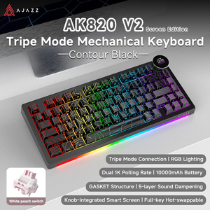 <span class=keywords><strong>Clavier</strong></span> mécanique de jeu AJAZZ AK820 V2 / AK820 V2 <span class=keywords><strong>Pro</strong></span>, 75 % ABS, 82 touches, 10000 mAh, sans fil, tri-mode, pour ordinateur portable et PC - Product Image 5