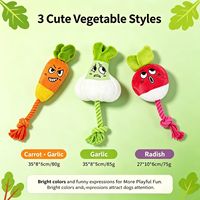 Jouet pour chien en peluche durable en forme de légume avec sifflet et corde – 3 styles pour la dentition et l'interaction – Vente en gros usine – Commande en gros