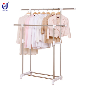 Youlite CMetal Support de corde à <span class=keywords><strong>linge</strong></span> à double pôle en acier inoxydable pour une utilisation intérieure/extérieure pour balcon et magasin de vêtements - Product Image 1