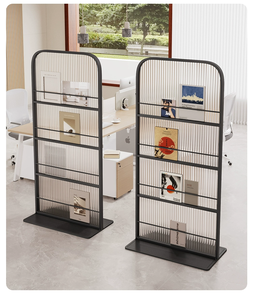 Cloison de bibliothèque de bureau en <span class=keywords><strong>fer</strong></span> et verre, écran décoratif mobile, pour bloquer la <span class=keywords><strong>vue</strong></span> dans le salon. - Product Image 5