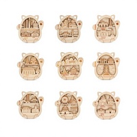 Adesivo per Frigorifero in Legno Artigianale Personalizzato Stile Moderno con Design 3D a Doppio Strato con Motivi di Monumenti Cittadini
