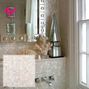 Mẹ Của Ngọc Trai Cubic Thiết Kế Trắng Shell Mosaic Cho Phòng Tắm Backsplash Tắm Mosaic