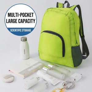 Mochila de viaje con cierre de cremallera de poliéster, diseño de letras, gran capacidad, plegable, ligera, unisex, correa ajustable para viaje - Product Image 1