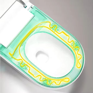 WC intelligent haut de gamme, à poser au sol, en céramique, avec chasse automatique par siphon, télécommande, design intégré, siège chauffant, 3/6L - Product Image 3