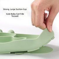 Assiette en silicone à compartiments pour enfants, motif dessin animé mignon, anti-chute, facile à nettoyer, vaisselle pour bébé pour usage quotidien