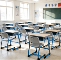 Bureau et chaise pour élèves du secondaire, mobilier scolaire pour salle de classe, prix d'usine, personnalisable