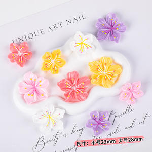 Abalorio de resina de Sakura de primavera brillante de la serie de colores de dibujos animados con técnica artística de tintes para accesorios decorativos DIY - Product Image 3