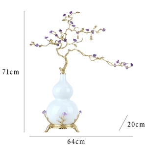 Entrance hall side entrance purple <b>crystal</b> lotus-shaped money <b>tree</b> decorative item for new Chinese-style living room wall niche - Product Image 2