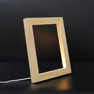 Marco Led de madera grabado <span class=keywords><strong>con</strong></span> alimentación USB, cristal acrílico blanco para <span class=keywords><strong>foto</strong></span> <span class=keywords><strong>personalizada</strong></span>, láser, lámpara de luces de noche acrílicas - Product Image 1