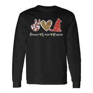 Camiseta de manga larga Peace Love Rescue Dog Lover, disfraz de mamá de cachorros - Product Image 1