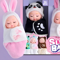 Mini poupée reborn, poupée de mode en PVC, peluche réaliste, pour 3 ans et plus, avec cape d'animal mignonne et sac de couchage, jouet cadeau
