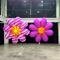 Fleur gonflable personnalisée avec éclairage LED à motifs, fleur géante gonflable de couleur violette, décoration pour scène et festival de musique