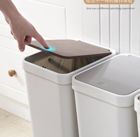 Poubelle de cuisine à roulettes 3-en-1 en plastique à double bac avec couvercle, séparation sec/humide et bac de rangement