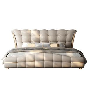 King Size Italy Luxury Lighting <strong>Head</strong> <strong>Board</strong> Upholstered Queen or king Size Bed with Storage Space Soft Leather Italian Bed - Product Image 6