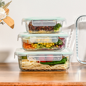 High Borosilicate Glass Lunch Box Household Bento Box <strong>Microwave</strong> Compartments Preservation <strong>Bowl</strong> <strong>With</strong> <strong>Lid</strong> <strong>Bowl</strong> Tableware Sets - Product Image 3