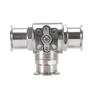 Válvula de Bola Manual Sanitaria de Acero Inoxidable de 3 Vías para Medios Gaseosos, Personalización OEM Disponible - Product Image 2