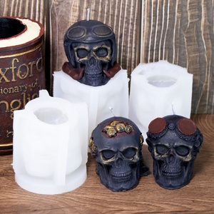 Moule à bougie en silicone Crâne Mécanique, Moule à savon en résine Crâne avec Casque Étoile à Cinq Branches pour la Fabrication de Bougies, Halloween et la Décoration Artistique - Product Image 5
