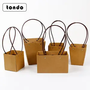 Tondo Waterproof Kraft Flower Bags Roses Packaging Carrier Bag