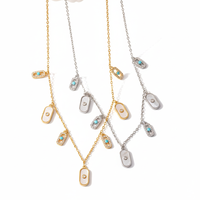 Collier en cuivre plaqué or et argent, personnalisé en usine, avec incrustations de coquillages, de turquoise et de zircon, pendentif délicat pour femme, cadeau de bijoux