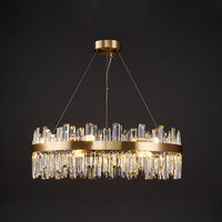 Lampe à suspension en cristal LED moderne pour hôtel, décoration intérieure, luminaire rond de luxe, lustres en cristal pour mariage