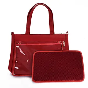 In Stock Fashion Women Tote Bags Handbag Clear PVC Window Pins Display Canvas Ita Bags Crossbody Bag