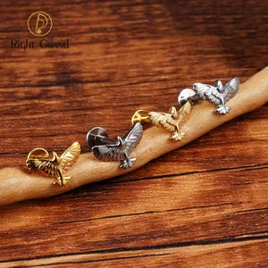 ASTM F136 Titan bay chim Helix <span class=keywords><strong>Stud</strong></span> sụn Conch tragus Bông tai 16G <span class=keywords><strong>EAGLE</strong></span> <span class=keywords><strong>Stud</strong></span> Bông tai flatback xuyên - Product Image 6