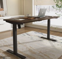 Bureau de travail à domicile moderne convertible, électrique, réglable en hauteur (assis-debout), avec cadre en bois, boîtier de commande et moteur unique