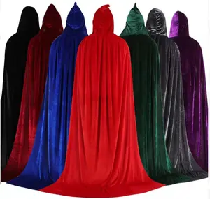 Toptan yüksek kalite Pleuche malzeme 80/120/140CM çok renkli pelerin yetişkin cadılar bayramı Cosplay parti giyinmek için