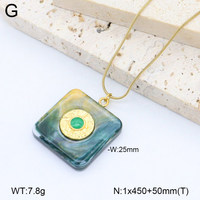 Collier en acier inoxydable plaqué or avec chaîne serpent et pendentif rectangulaire en résine, bijoux vintage tendance pour femme, à porter au quotidien