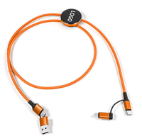 Kabel Data Pengisian Cepat 4 in 1 USB C Multi Charger 60W PD Fast Charge OTG LED Logo Menyala Custom untuk iphone 14 15 16 17 18